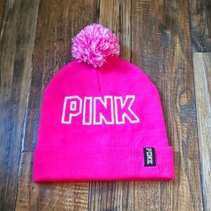Pink Victoria Secret Pom-Pom‎ Beanie. OSFA